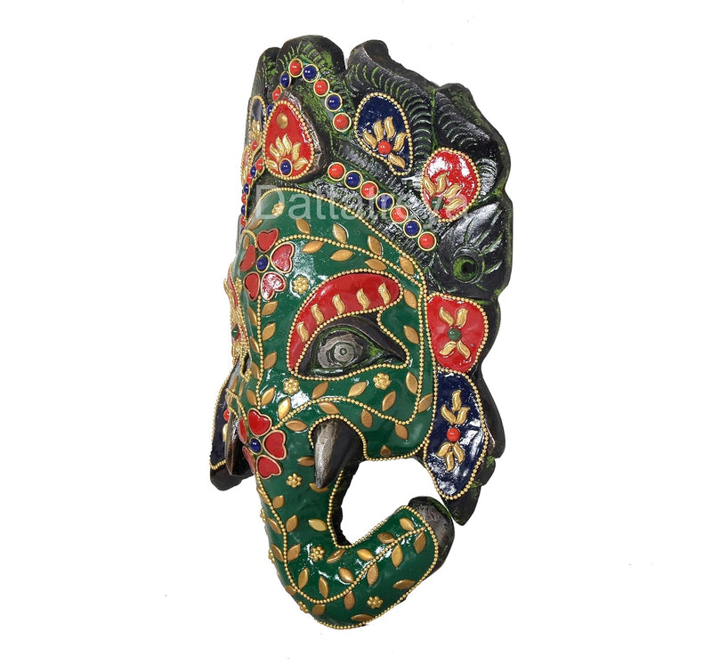 Metal Ganesha Wall Hanging Mask (Height:9 Inch)