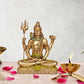 Resin Shiva Sitting with 4 Arms for Home Decor Mandir Showpiece (Bonded Bronze,Multi-Colour) Height: 6 Inches