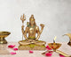 Resin Shiva Sitting with 4 Arms for Home Decor Mandir Showpiece (Bonded Bronze,Multi-Colour) Height: 6 Inches