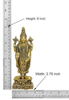 Brass Lord Tirupati Bala Ji figurine size: 8 in height, 2.75 in width