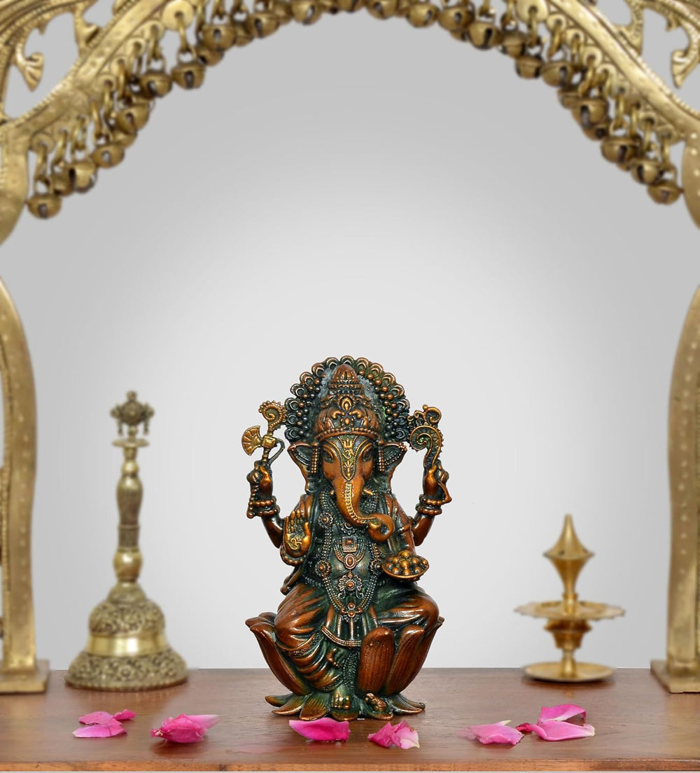 Superfine Brass Lord Ganesha Statue (Height: 4 Inch)