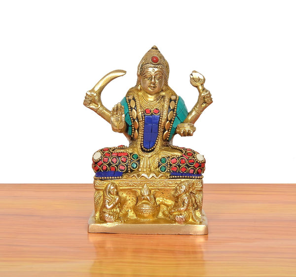 Brass Santoshi Mata Idol (Height 6 Inch) (Multicolor) Study Setting
