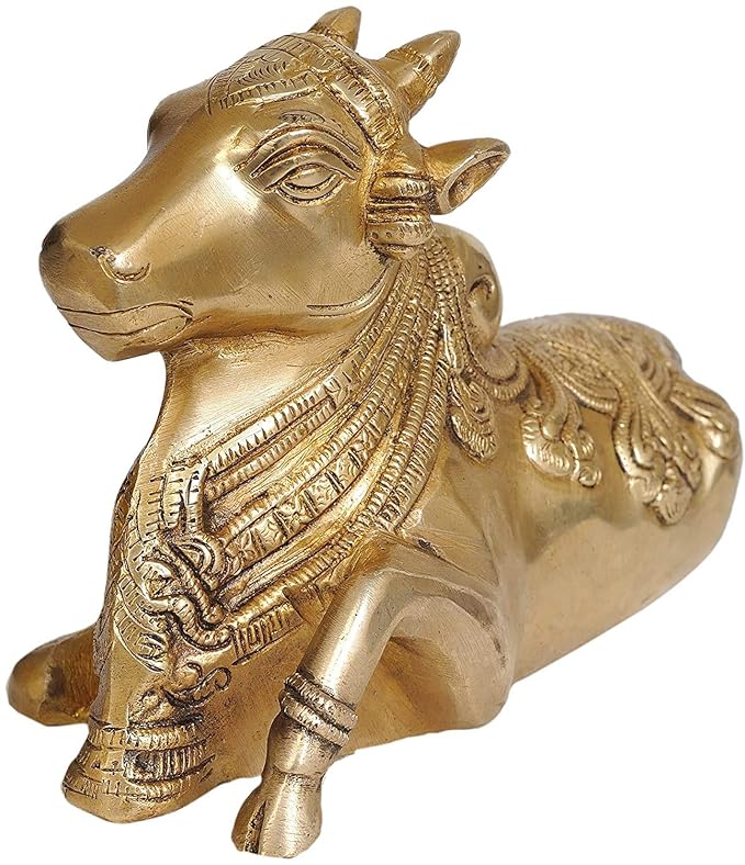 Brass Nandi-Vahana of Shiva, Height: 5 Inch Craft Detail
