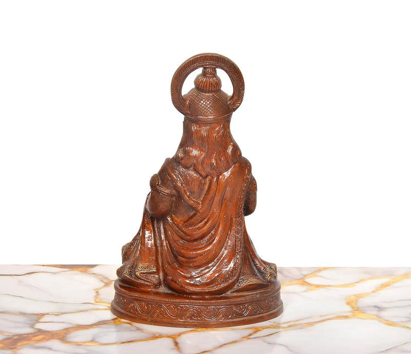 Brass Hanuman JI Sitting in Blessing Statue (Height: 9 Inch)