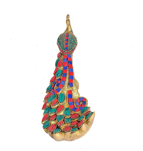 Brass Gorgeous Peacock with Stone Work | Showpiece and Gifting | Height 7 Inch | Multicolor