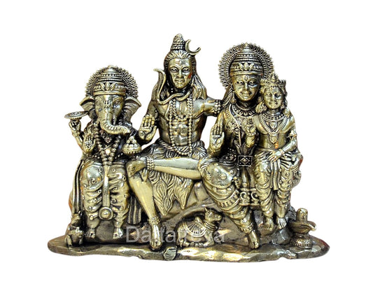 Bronze Shiv Parivar Shiva Family Idol Family for Home Decor Mandir Pooja Showpiece (Height 4 Inch)