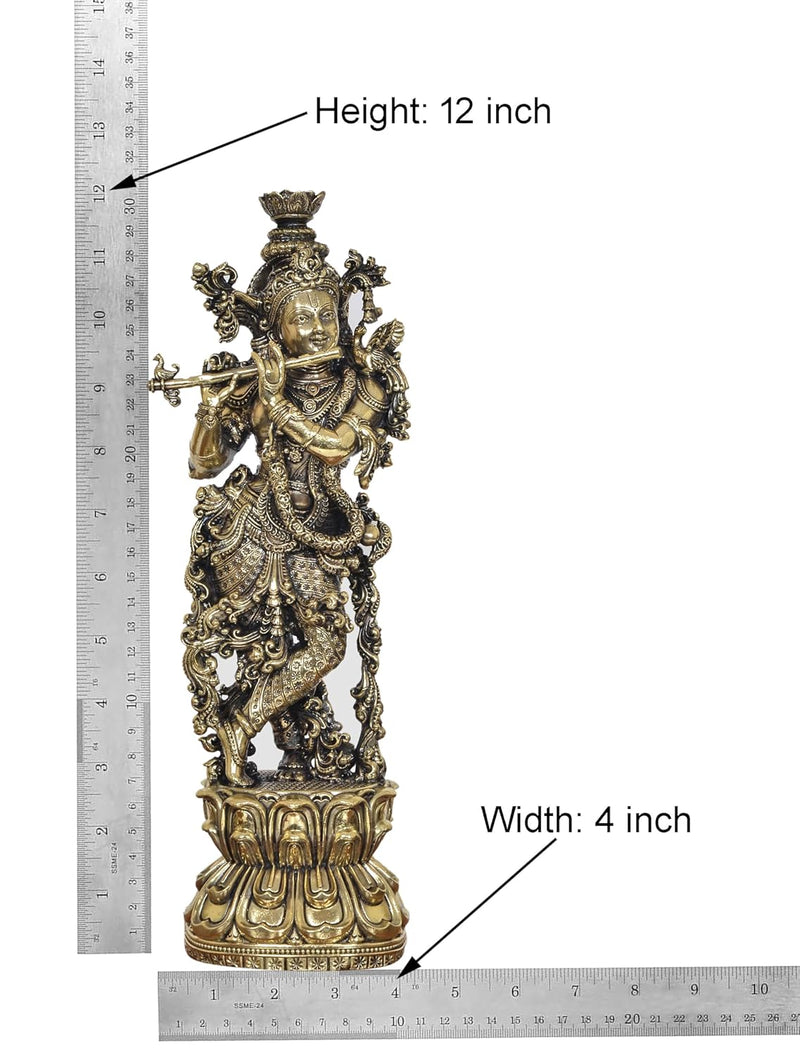 Bronze Lord Krishna Sculpture (Height 12 Inch)