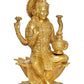 Brass Lakshmi Idol Laxmi Goddess Lakshmi Sitting on Lotus Statue for The Puja Temple at Home Decor Office (Height: 12 Inch)