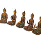 Brass Set of Five Cosmic Buddha Statues - Meditative Figurines for Spiritual Home Decor (Height : 4.5 Inch)