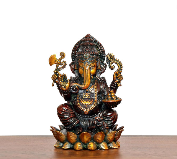 Superfine Brass Lord Ganesha Idol (Height: 5 Inch) Entryway Setting