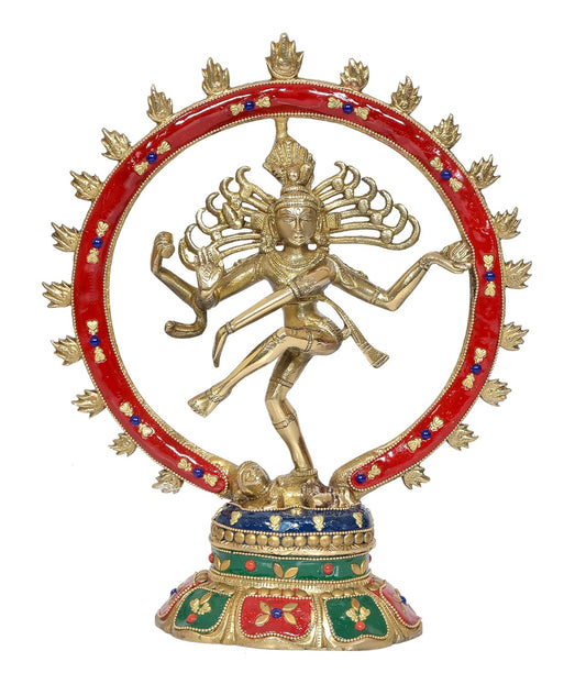 Brass Natraj Lord Shiva Dancing Natraj Brassl Idol Statues for Home Decor and Ofice (Height: 12 inch)