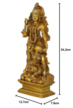 Brass Kamadeva & Rati Statue | Traditional Hindu Deity Sculpture | Natural Brass Finish (Height: 13.5 Inches)