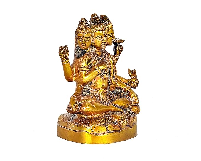 Dattatreya Idol Religious Statue Sitting Statue in Brass (Height 4.5 Inch)