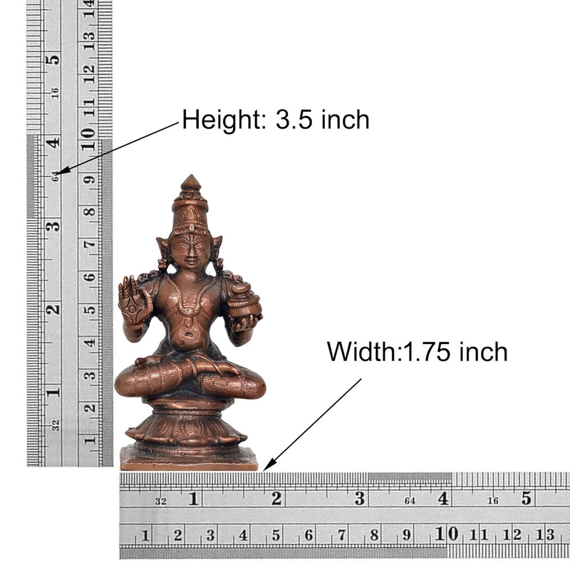 Copper Seated Dhanvantari Statue - Lord of Ayurveda Idol for Home Temple and Healing Decor and Pooja (Height 3.5 Inch)