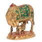 Brass Kamdhenu Cow with Calf for Home Decor Pooja Mandir Pooja Temple Office Decorative Showpiece Statue (Height: 6.5 Inch)