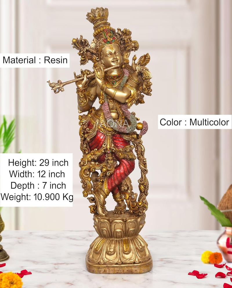 Resin Krishna Playing Flute Statue (Height: 29 inch)