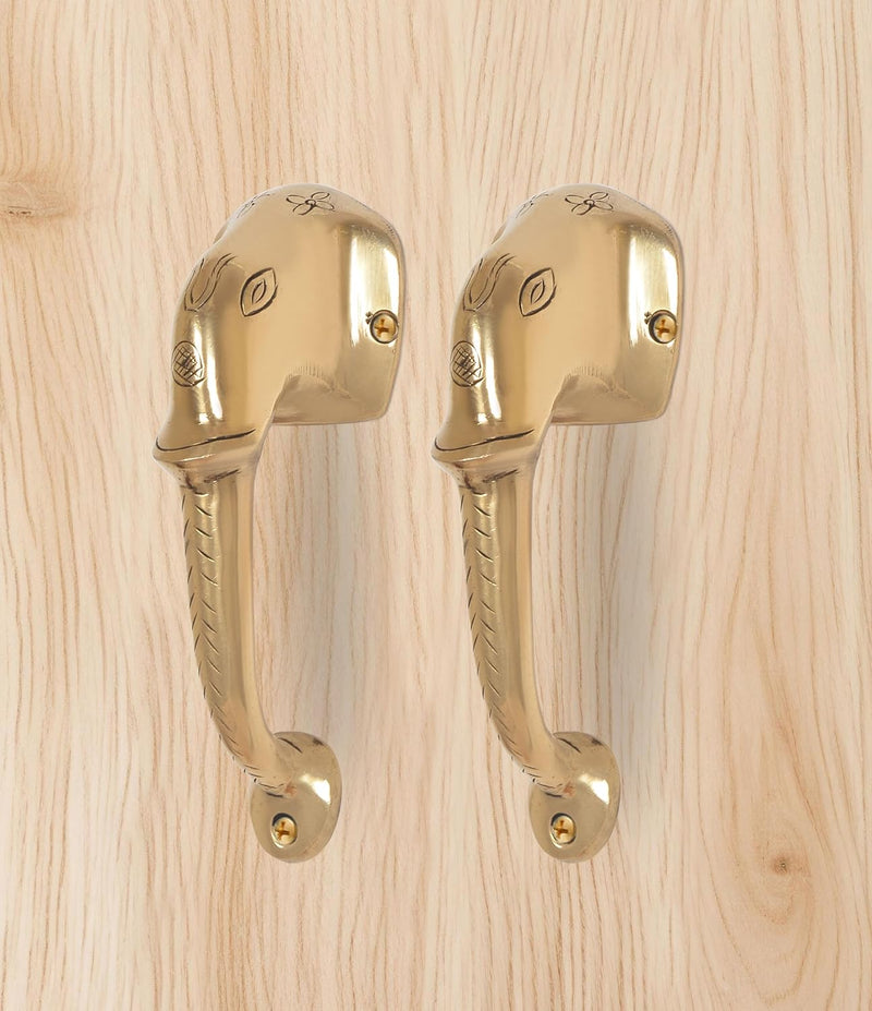 Brass Ganesha Face Door Handle Pair (Pack of 2) (Height : 6 inch)