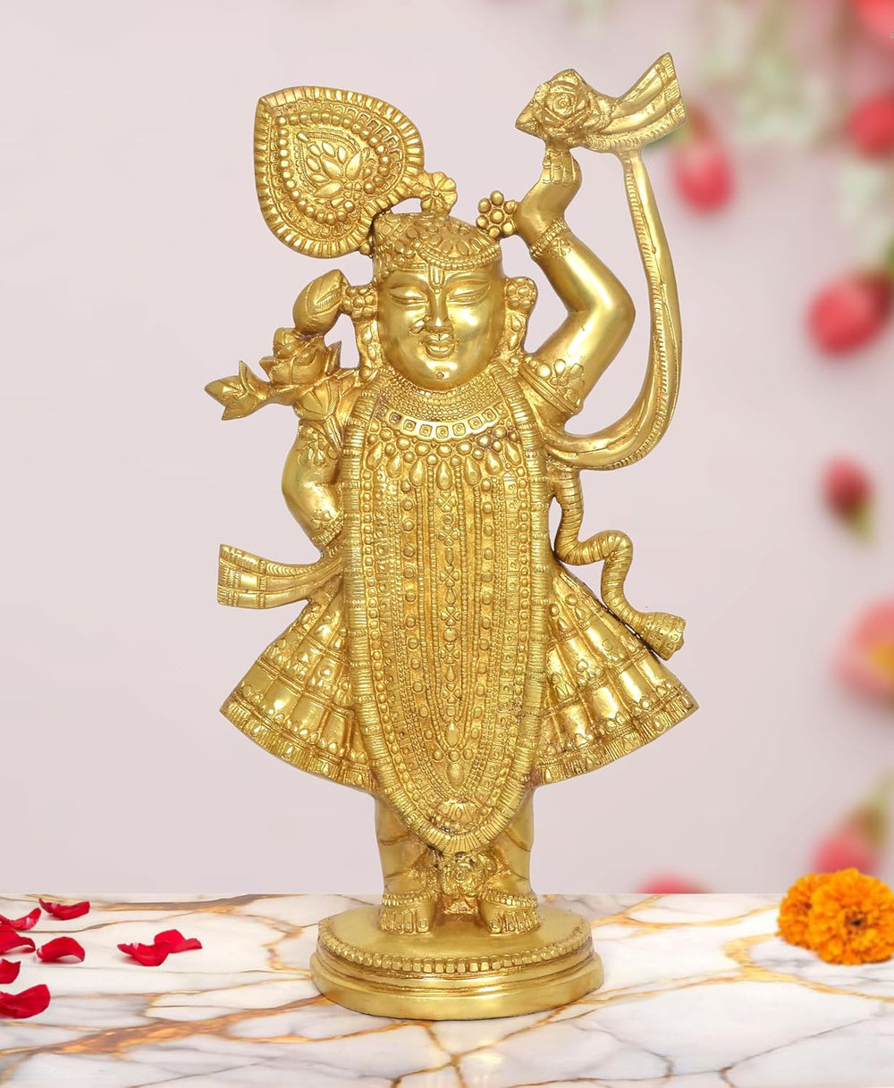 Brass Shreenathji Statue (Height: 18 Inch)