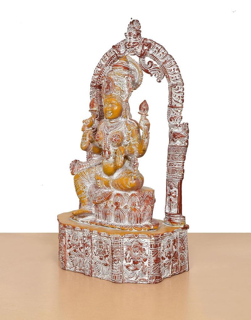 Brass Lakshmi Idol Laxmi Sitting Statue for The Puja Temple at Home Decor Office (Height: 20 Inch)