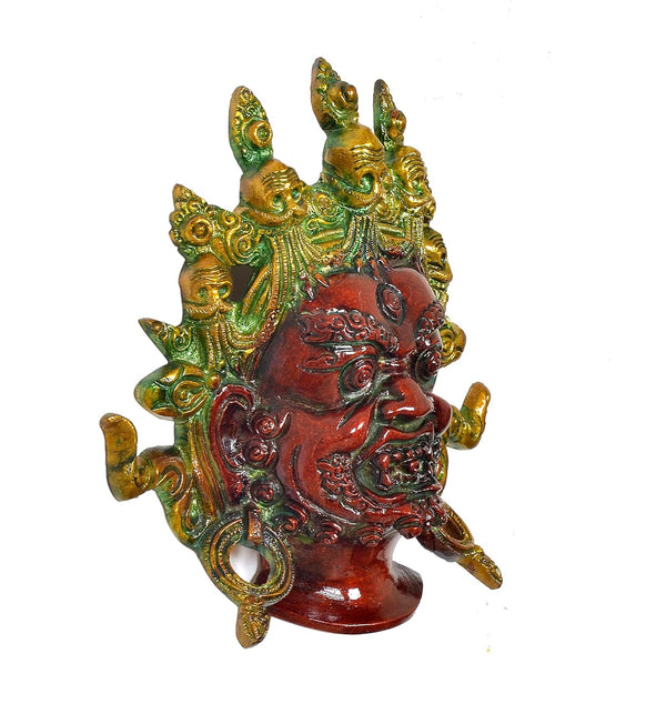 Brass Nazar Battu Mahakala Wall Hanging (Height : 7.5 inch) Multicolour Study Setting
