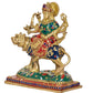 Brass Durga Maa with Lion Idol Hindu Goddess Sherawali MATA Murti MATA Rani Statue Figurine Home Temple (Height: 9 Inch)