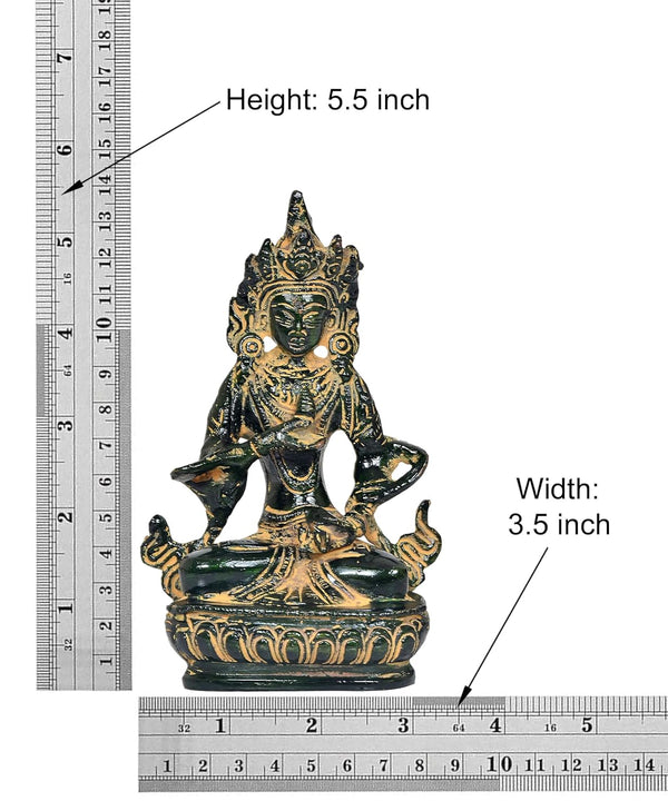 Brass Tara Devi Statue Handcrafted Hindu Goddess Idol for Home Decor and Pooja Mandir (Height 5.5 Inch) Entryway Setting