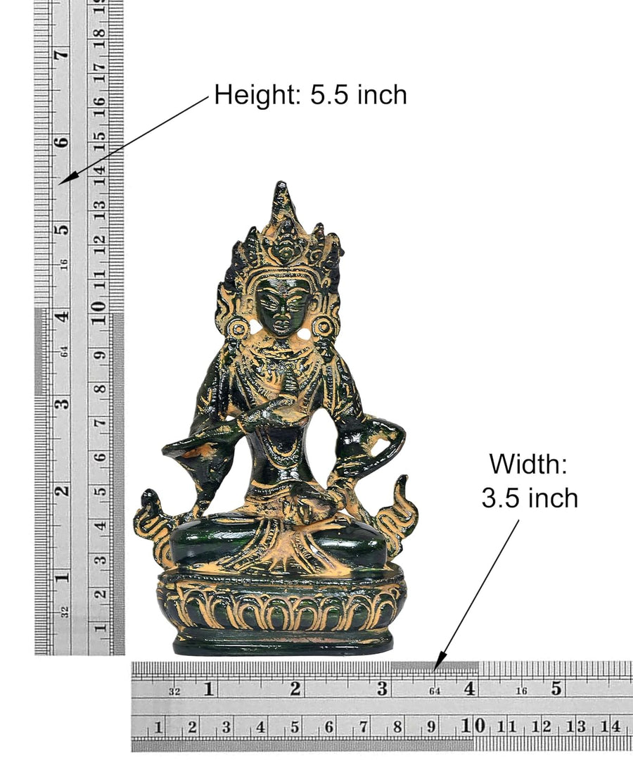 Brass Tara Devi Statue Handcrafted Hindu Goddess Idol for Home Decor and Pooja Mandir (Height 5.5 Inch) Craft Detail