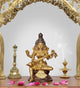 Brass Maa Saraswati Statue Handcrafted Hindu Goddess Saraswati Idol for Home Decor and Pooja Statue (Height 8 Inch)