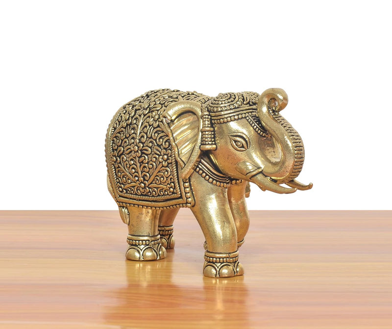Bronze Elephant Figurine (Height: 3.5 Inches)