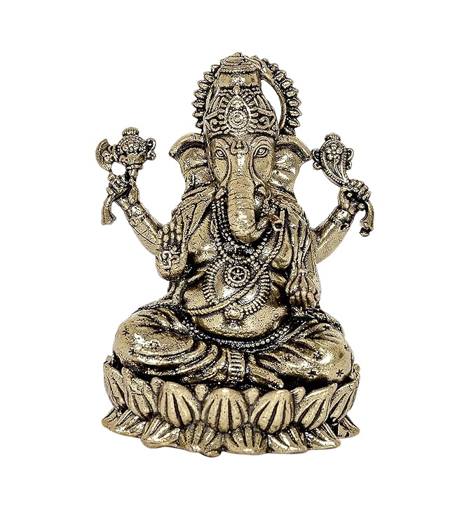 Super Fine Brass Lord Ganpati Murti (Height: 2Inch) Craft Detail