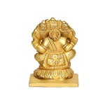 Brass Panchmukhi Ganesha idol, back view showing multiple heads