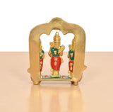 Brass Ram Darbar Idol rear view with golden arch and central standing figure