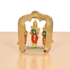 Brass Ram Darbar Idol rear view with golden arch and central standing figure