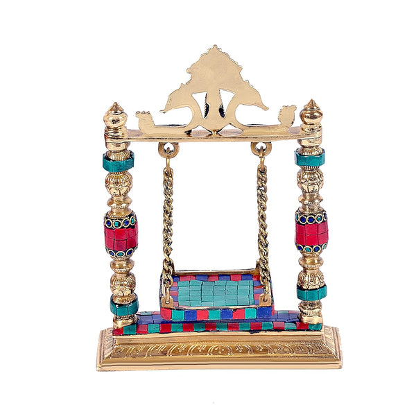 Brass Krishna Zula Idol (14 x 6 x 23 cm, Gold) Entryway Setting