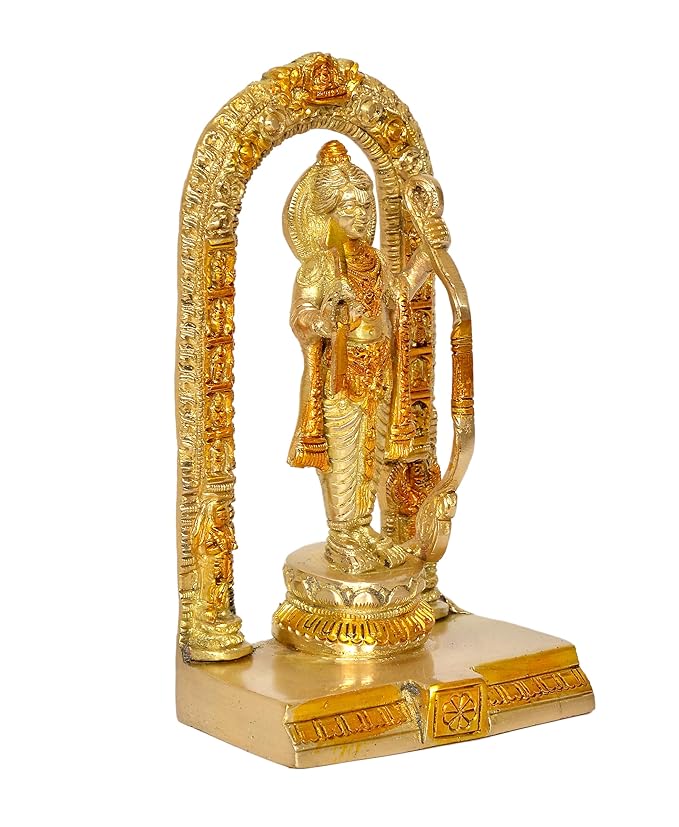 Brass Idol Ram ji ki Murti Ram Lalla Statue in Ayodhya Mandir for Home and Office Decor (Height 7 inch)