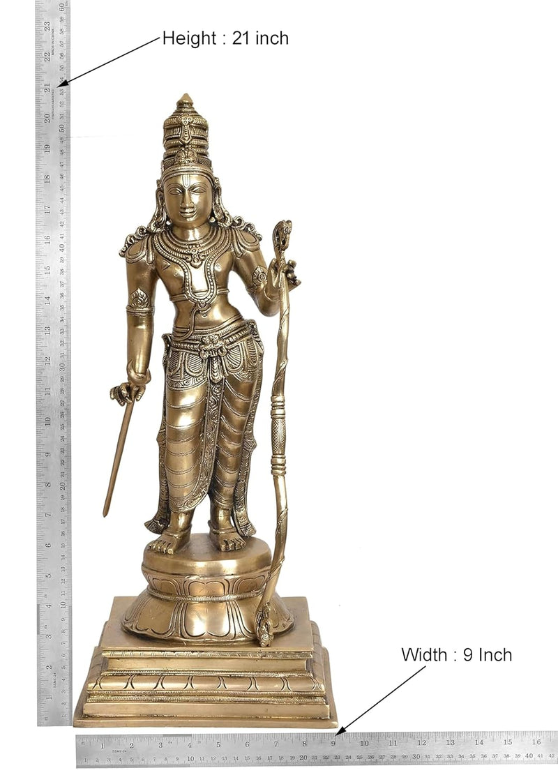 Brass Lord Rama Statue with Stonework Ram ji with Dhanush Idol Statue for Home Decor Pooja Mandir (Height 21 inch)