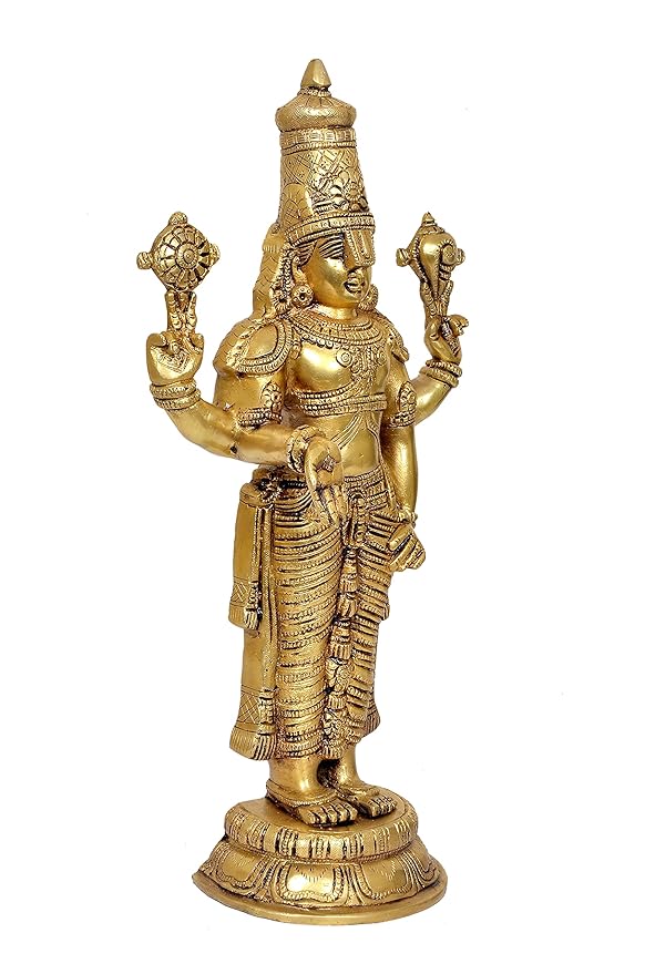 Brass Tirupati Balaji Idol Color Black Statue for Puja Purpose (Height:18 Inches) (Gold)