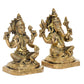 Brass Laxmi Ganesh Statue - Handcrafted Goddess Lakshmi and Lord Ganesha Idol for Home Decor and Pooja (Height 5 Inch)