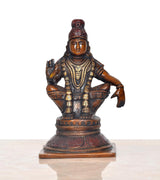 Ayyappan Ayyappa brass statue idol seated on pedestal, symmetrical hands and ornaments