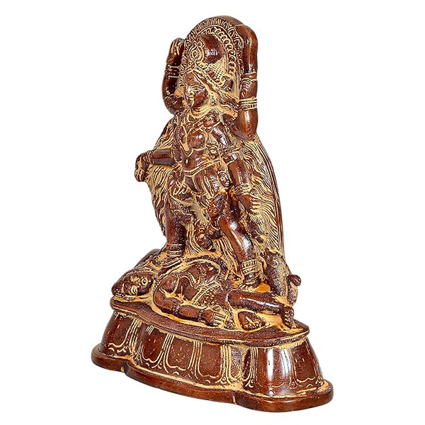 Brass MATA Kali Murti Adhi Shakti Maa Goddess Kali Brass Idol Puja Room Office Temple Height 5 Inches Study Setting
