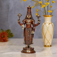 AONA brass Lord Tirupati Balaji idol statue with multi-color finish, arms raised, on base