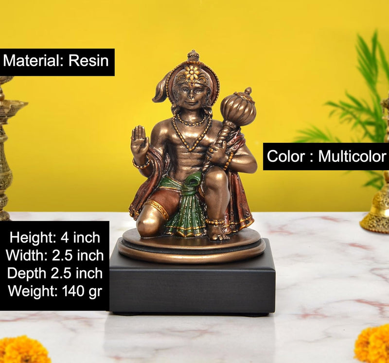 Resin Hanuman JI Sitting in Blessing Idol (Height: 4 Inch)