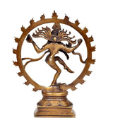 Messing-Nataraj-Statue, Rückansicht des tanzenden Shiva mit Kreis und Ornamenten