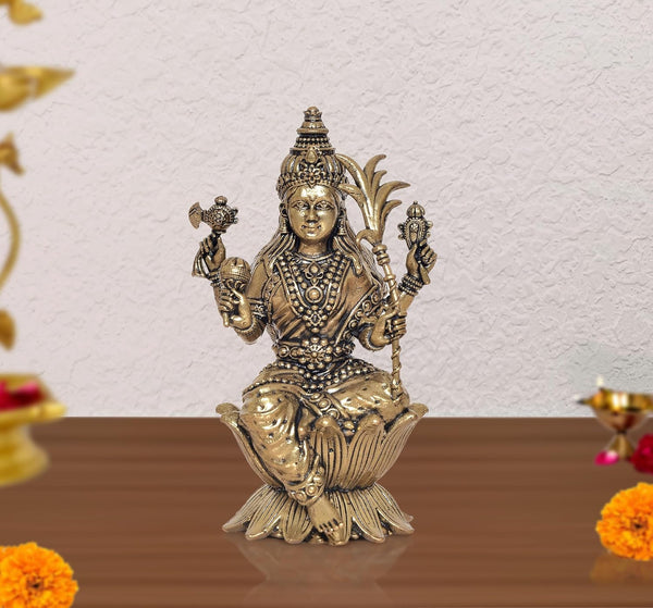 Superfine Brass Goddess Rajarajeshvari, Tripura Sundari, Lalita Devi Idol (Height : 4 inch)
