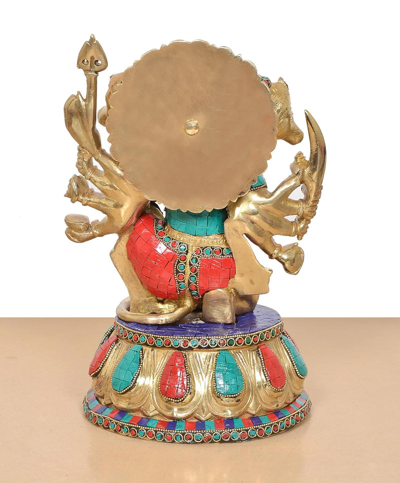 Brass Panchmukhi Hanuman Idol Figurine (Height: 13 Inch)
