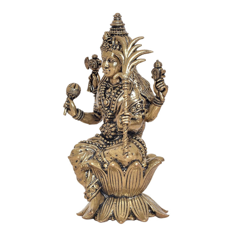 Bronze Goddess Rajarajeshvari Idols Sitting on Lutos,Tripura Sundari Murti, Lalita Devi, Rajarajeshwari Sculpture, Raj Rajeshvari Statue,(Height : 4 inch)