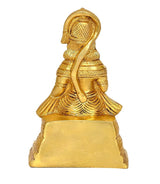 Brass Hanuman Ji murti statue, rear profile view, ornate detailing
