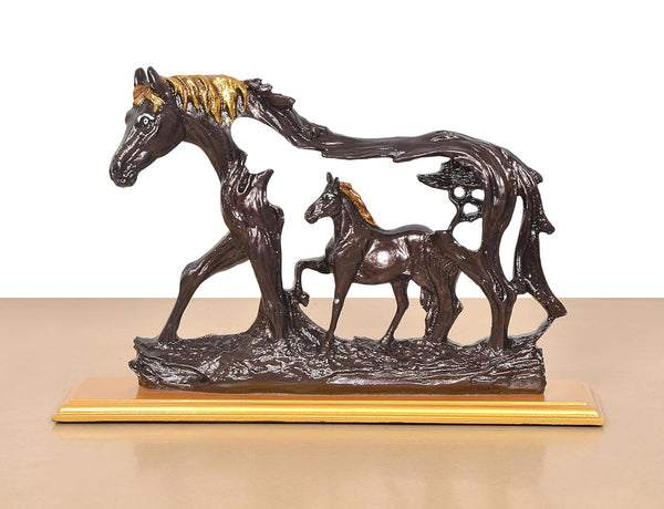 Resin Horse with Baby Horse showpiece (Height 8.5 Inch) Study Setting