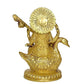 Brass Saraswati Idol On Swan Murti for Temple Home Decor | Height : 9 Inches (Golden)