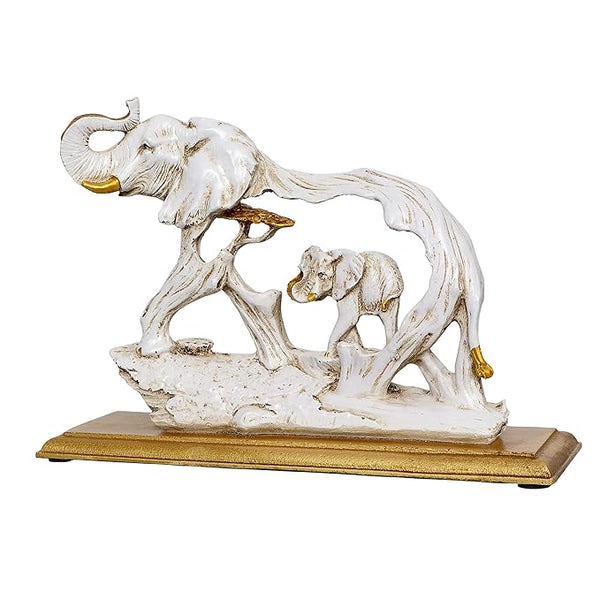 Polyresin Trunk Up Elephant Baby Decorative Home Decor Showpiece Figurine Antique Elephant Idol for Living Room Wall Shelf Office Shop Festive Gifting Height 7.2 Inch Entryway Setting